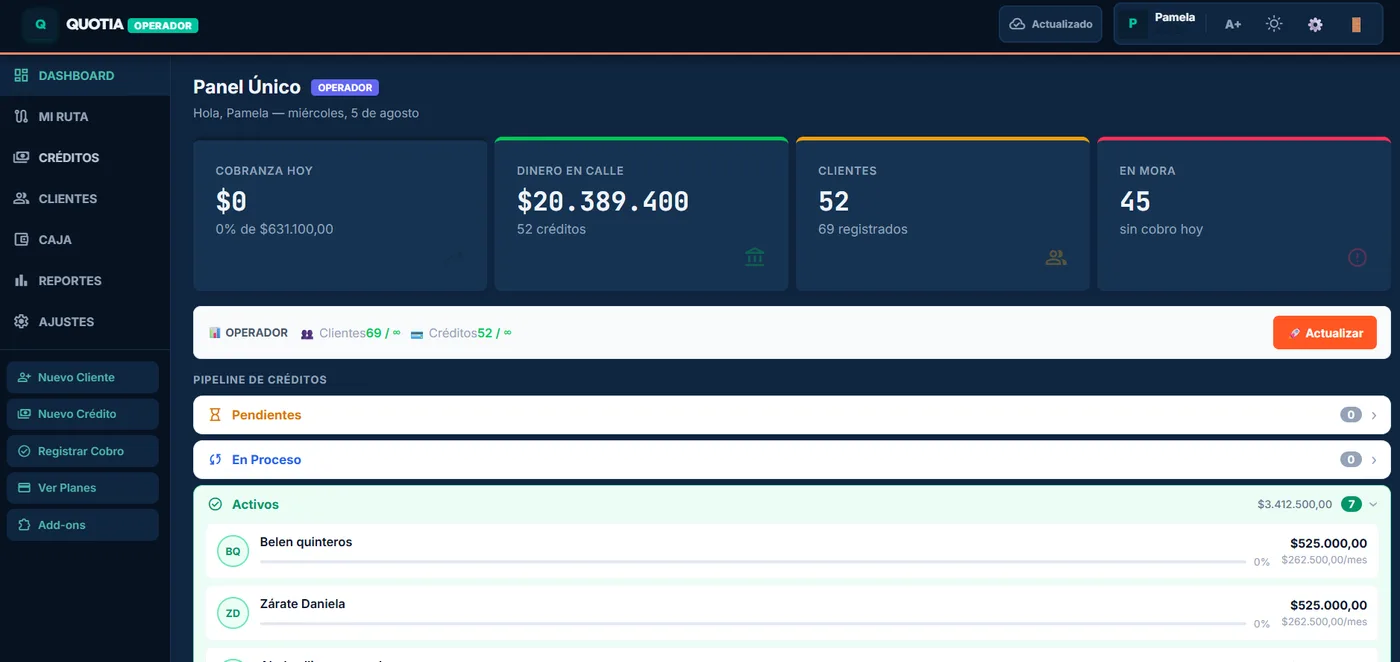 QUOTIA — POS + Caja + Facturación AFIP + Portal cliente. Multi-tenant, auditable, automático.
